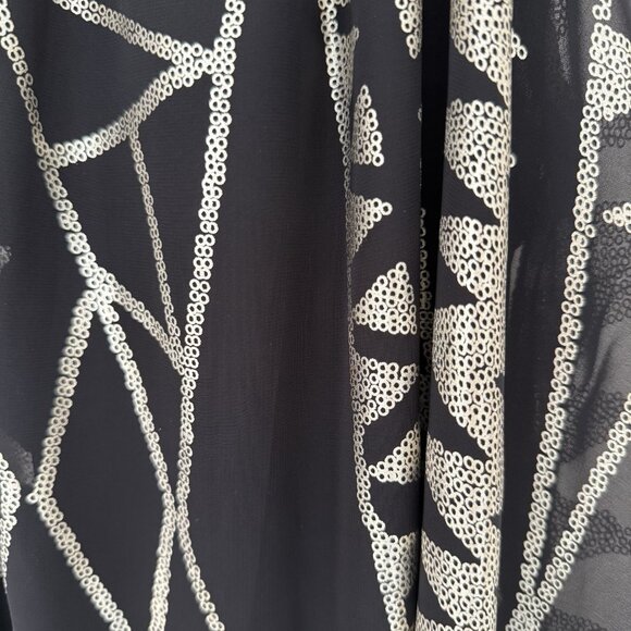 Mini Halter‎ Swing Dress Size S Black Gold Sparkle Glam Event Party Cocktail LBD - Picture 4 of 10